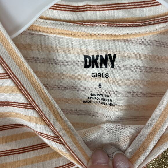 DKNY Girls Long Sleeve Glitter Logo Tee and Corduroy Skirt Set sz 6 Powder Puff - Picture 3 of 5